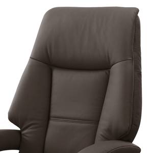 Relaxfauteuil Givors echt leer - Leer Pua: Donkerbruin - Relaxfunctie - Met opstahulp