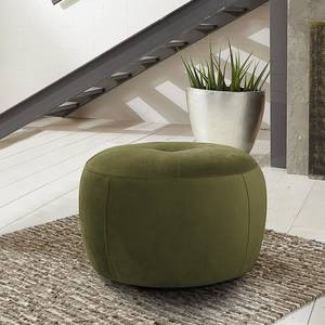 Repose-pieds capitonné Monteux Velours - Velours Ravi: Vert olive - 63 x 63 cm