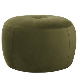 Repose-pieds capitonné Monteux Velours - Velours Ravi: Vert olive - 63 x 63 cm