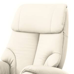 Relaxfauteuil Foulbec echt leer - Leer Pua: Crèmekleurig - Relaxfunctie - Met opstahulp