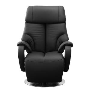 Relaxfauteuil Foulbec echt leer - Leer Pua: Zwart - Relaxfunctie - Met opstahulp