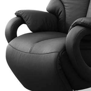 Relaxfauteuil Foulbec echt leer - Leer Pua: Zwart - Relaxfunctie - Met opstahulp