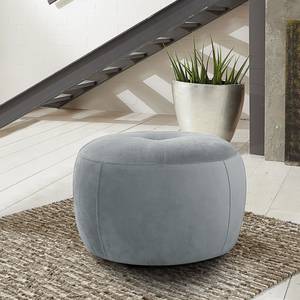 Gestoffeerde Hocker Monteux fluweel - Velours Ravi: Lichtgrijs - 63 x 63 cm