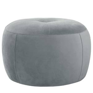 Gestoffeerde Hocker Monteux fluweel - Velours Ravi: Lichtgrijs - 63 x 63 cm