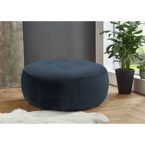 Gestoffeerde Hocker Monteux fluweel - Velours Ravi: Donkerblauw - 104 x 104 cm