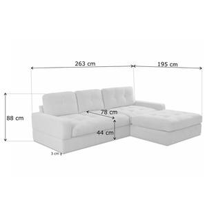 Ecksofa Montfort Chenille - Chenille Alix: Grau - Breite: 263 cm - Longchair davorstehend rechts