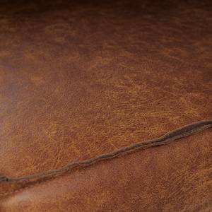 Canapé d’angle FORT DODGE Aspect cuir vieilli - Microfibre Yaka: Cognac - Méridienne courte à droite (vue de face) - Avec fonction couchage