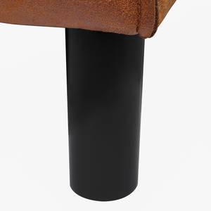 Canapé d’angle FORT DODGE Aspect cuir vieilli - Microfibre Yaka: Cognac - Méridienne courte à gauche (vue de face) - Avec fonction couchage