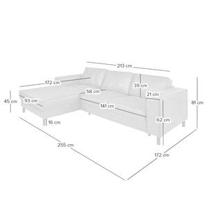 Ecksofa FORT DODGE Antiklederlook - Microfaser Yaka: Cognac - Longchair davorstehend links - Mit Schlaffunktion