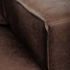 Canapé d’angle FORT DODGE Aspect cuir vieilli - Microfibre Yaka: Marron - Méridienne courte à gauche (vue de face) - Avec fonction couchage