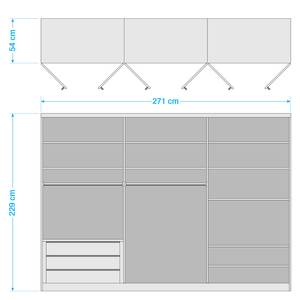 Armoire à portes battantes Alabama Gris - 271 x 229 cm - Premium - Sans portes miroir