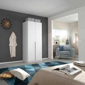 Armoire à portes battantes Alabama Blanc alpin / Gris - 91 x 229 cm - Premium - Sans portes miroir