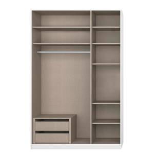 Armoire à portes battantes Alabama Blanc alpin / Gris - 136 x 229 cm - Premium - Avec portes miroir