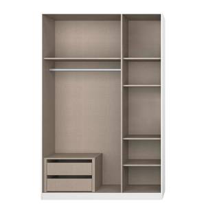 Drehtürenschrank Alabama Alpinweiß / Grau - 136 x 210 cm - Premium - Mit Spiegeltür/-en