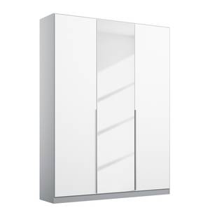 Armoire à portes battantes Alabama Blanc alpin / Gris - 136 x 210 cm - Premium - Avec portes miroir