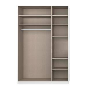 Drehtürenschrank Alabama Alpinweiß / Grau - 136 x 229 cm - Classic - Mit Spiegeltür/-en