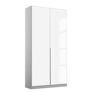 Armoire à portes battantes Alabama Blanc brillant / Gris - 91 x 229 cm - Premium - Sans portes miroir