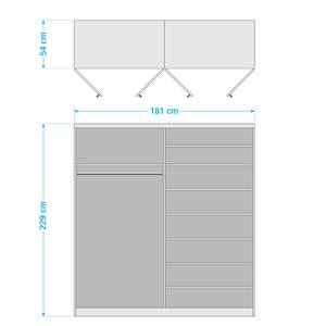 Draaideurkast Alabama Hoogglans wit/grijs - 181 x 229 cm - Classic - Zonder spiegeldeuren