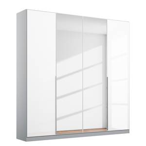 Drehtürenschrank Alabama Hochglanz Weiß / Grau - 181 x 210 cm - Premium - Mit Spiegeltür/-en