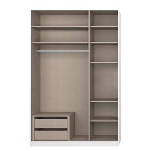 Armoire à portes battantes Alabama Blanc brillant / Gris - 136 x 229 cm - Premium - Sans portes miroir