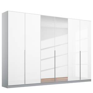 Drehtürenschrank Alabama Hochglanz Weiß / Grau - 271 x 210 cm - Premium - Mit Spiegeltür/-en