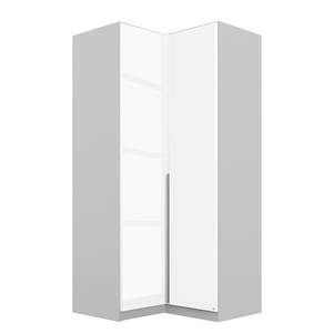 Armoire d’angle Alabama II Blanc brillant / Gris - Hauteur : 210 cm - Sans portes miroir