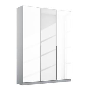 Drehtürenschrank Alabama Hochglanz Weiß / Grau - 136 x 210 cm - Basic - Mit Spiegeltür/-en