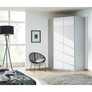 Armoire d’angle Alabama I Blanc alpin / Gris - Hauteur : 210 cm - 2 miroir