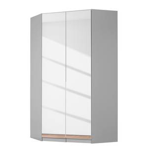 Armoire d’angle Alabama I Blanc alpin / Gris - Hauteur : 210 cm - 2 miroir