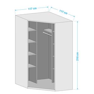 Armoire d’angle Alabama I Blanc alpin / Gris - Hauteur : 210 cm - 2 miroir