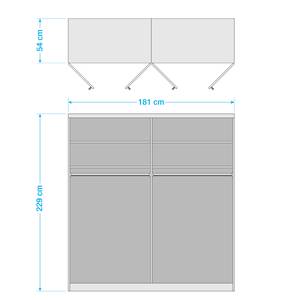 Drehtürenschrank Alabama Hochglanz Weiß / Grau - 181 x 229 cm - Basic - Ohne Spiegeltür/-en