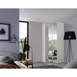 Armoire d’angle Alabama II Blanc brillant / Gris - Hauteur : 229 cm - Avec portes miroir