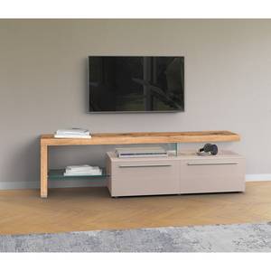 Tv-meubel Bellano I fineer van echt hout - Mat fango/Balkeneikenhout - Links uitlijnen - Zonder verlichting