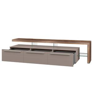 Tv-meubel Bellano II fineer van echt hout - Mat fango/Knoestig notenboomhout - Rechts uitlijnen - Zonder verlichting