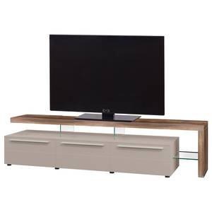 Meuble TV Bellano II Placage en bois véritable - Mat fango / Noyer ramageux - Alignement à droite - Sans éclairage
