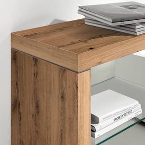 Ensemble meubles TV Bellano I (4 élém.) Placage en bois véritable - Blanc mat / Planches de chêne - Alignement à gauche - Sans éclairage