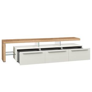 Ensemble meubles TV Bellano I (4 élém.) Placage en bois véritable - Blanc mat / Planches de chêne - Alignement à gauche - Sans éclairage