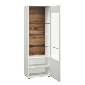 Ensemble meubles TV Bellano I (4 élém.) Placage en bois véritable - Blanc mat / Planches de chêne - Alignement à gauche - Sans éclairage