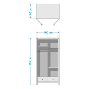 Armoire Christian Blanc - En partie en bois massif - 100 x 201 x 65 cm