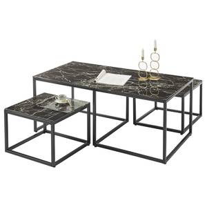 Salontafel La Jarne (set van 3) Zwart - Glas - 120 x 50 x 60 cm