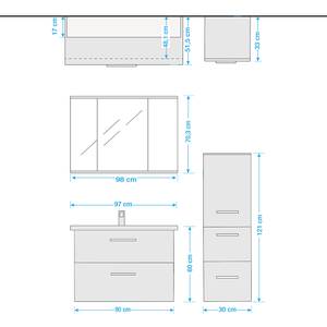 Badezimmerset 6005 II (3-teilig) Inklusive Beleuchtung - Eiche Riviera Dekor - Breite: 142 cm