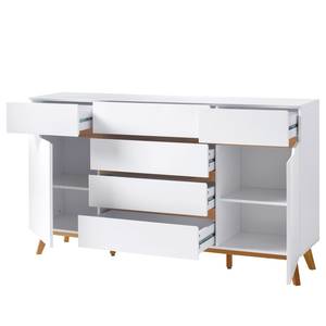 Sideboard Tenabo III Eiche teilmassiv - Weiß / Eiche