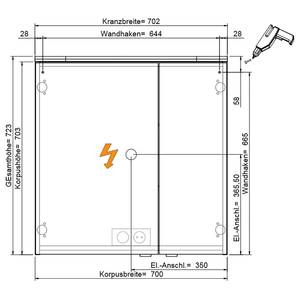 Spiegelschrank Balto Inklusive Beleuchtung - Graphit - Breite: 70 cm