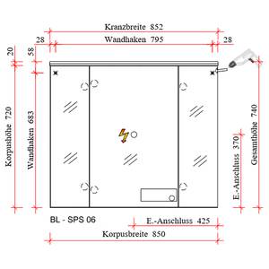 Spiegelschrank Balto Inklusive Beleuchtung - Eiche Riviera Dekor - Breite: 85 cm