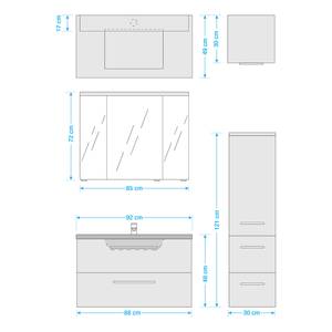 Badezimmerset Balto II (3-teilig) Inklusive Beleuchtung - Graphit - Breite: 137 cm