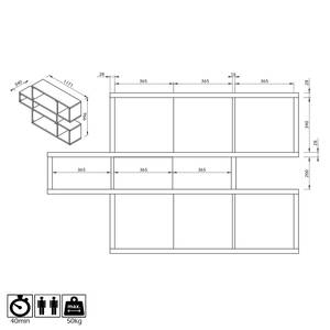 Open kast London I fineer van echt hout - Walnoothoutkleurig/Zwart