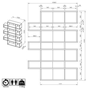 Open kast London III fineer van echt hout - Walnoothout / Wit