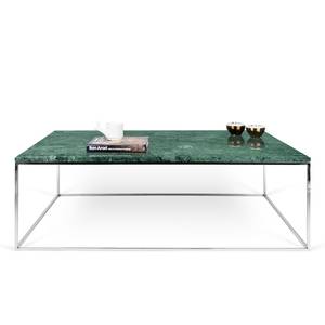 Table basse Gleam I Marbre / Métal - Vert / Chrome - Largeur : 120 cm