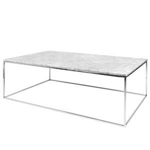 Table basse Gleam I Marbre / Métal - Blanc / Chrome - Largeur : 120 cm