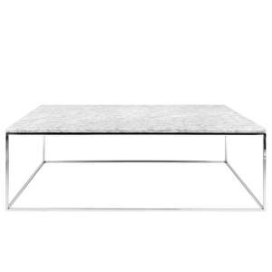 Table basse Gleam I Marbre / Métal - Blanc / Chrome - Largeur : 120 cm